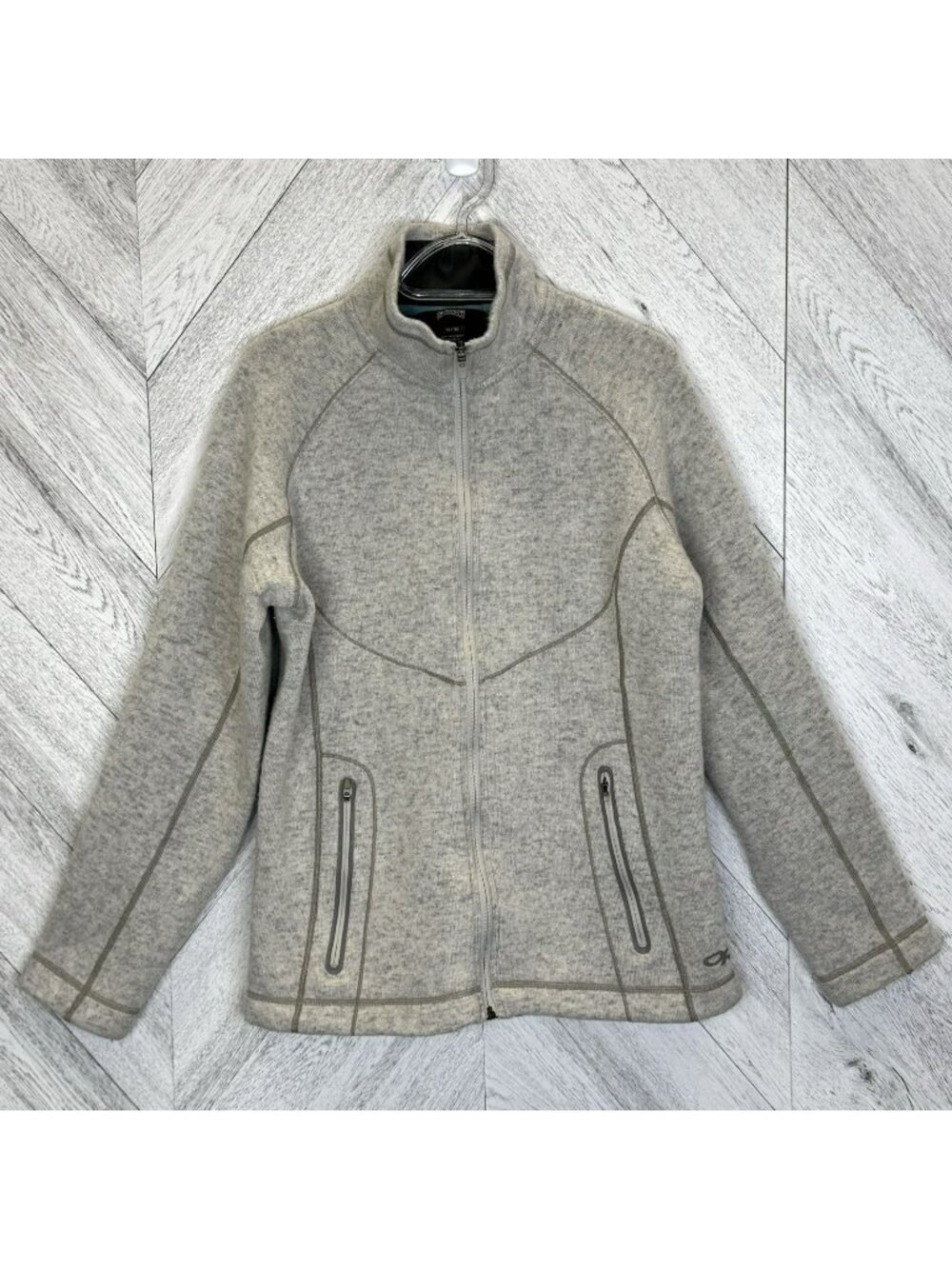 Outdoor Research Vashon Wool Blend Jacket Womens Size XL Gray Full Zip Outdoor
